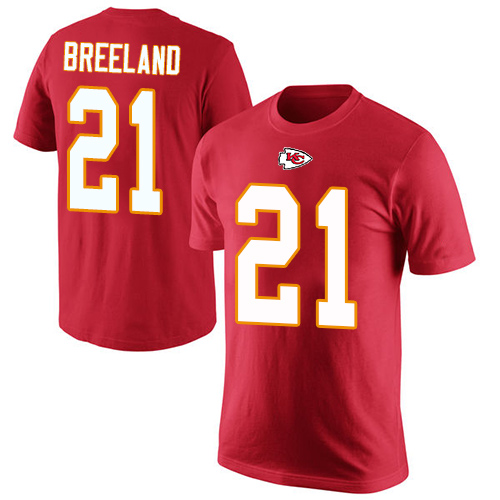 Men Kansas City Chiefs #21 Breeland Bashaud Red Rush Pride Name and Number T-Shirt